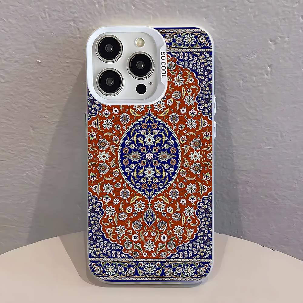 

VINTAGE Persian Carpet Pattern Case For iPhone 12,16,17,14,13,15,11,Pro,XS,Max,Plus,Mini,SE4,E White Matte Shockproof Cover iPhone16PROMAX