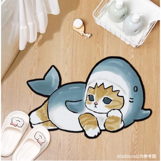 Cute cartoon cat diatom mud bathroom floor mat, water absorption, non-slip and quick-drying toilet, toilet door floor mat carpet