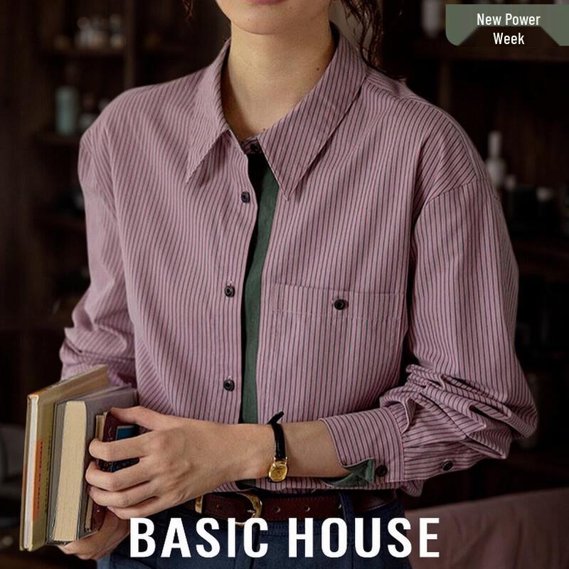 

Basic House Women s French Retro Striped Long-Sleeve Shirt XL