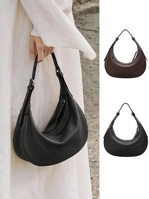 Celebrity Style Minimalist Sheepskin Crescent Hobo Crossbody Shoulder Bag for Women
