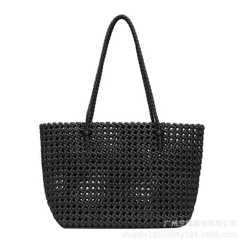 Woven Large-Capacity Bag Harajuku Style Literary Women S Green Simple And Versatile Rhombus Rope Woven Shoulder Handbag 42x13x24cm 0.83kg