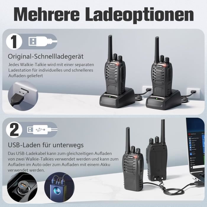 Talkie-walkie 88E - Version Mise À Niveau Du BF-888S - 16 Canaux - 5w - Antenne Fixe - Portée Jusqu'à 3 Km - JUCJET
