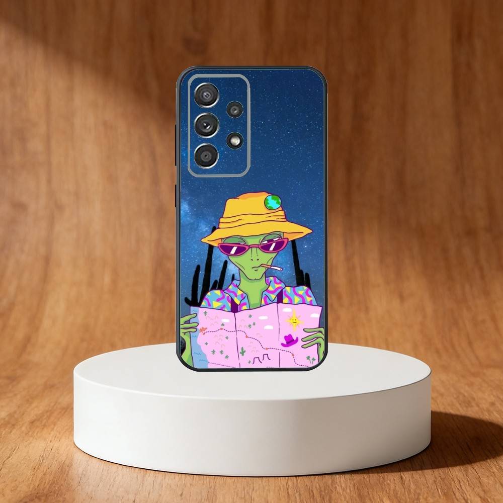 Funny Space U-UFO Alien Thing Phone Case For Samsung S25,S24,S21,S22,S23,S30,Ultra,S20,Plus,Fe,Note,10,9,5G Black Cover