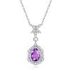 S925 sterling silver drop-shaped natural crystal stone pendant s925 sterling silver butterfly-shaped necklace niche light luxury collarbone chain