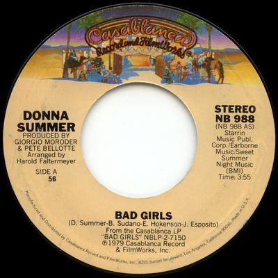 7inch Record DONNA SUMMER - Bad Girls NB988 CASABLANCA 1979 US Soul/Funk Used