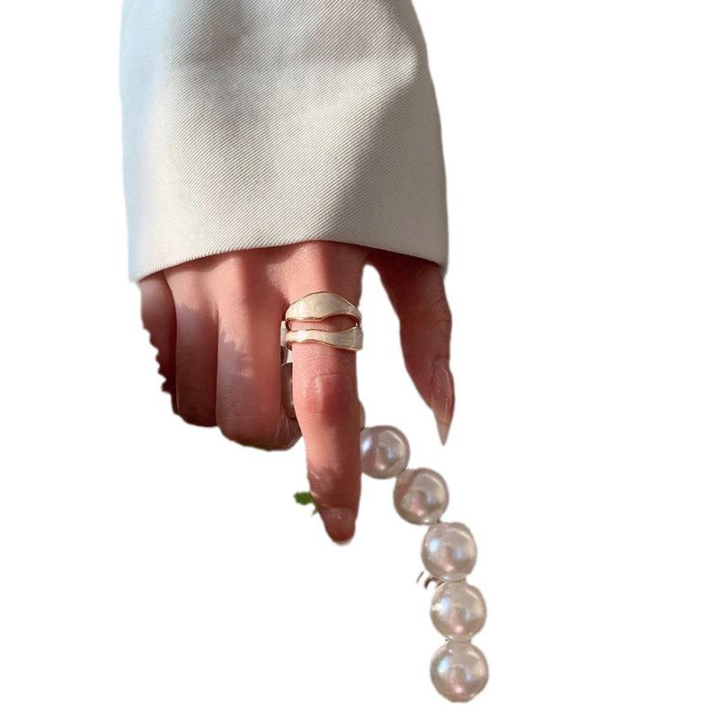 French Drip Glaze Irregular Double Layer Open Ring - Women's Fashion Statement Ring