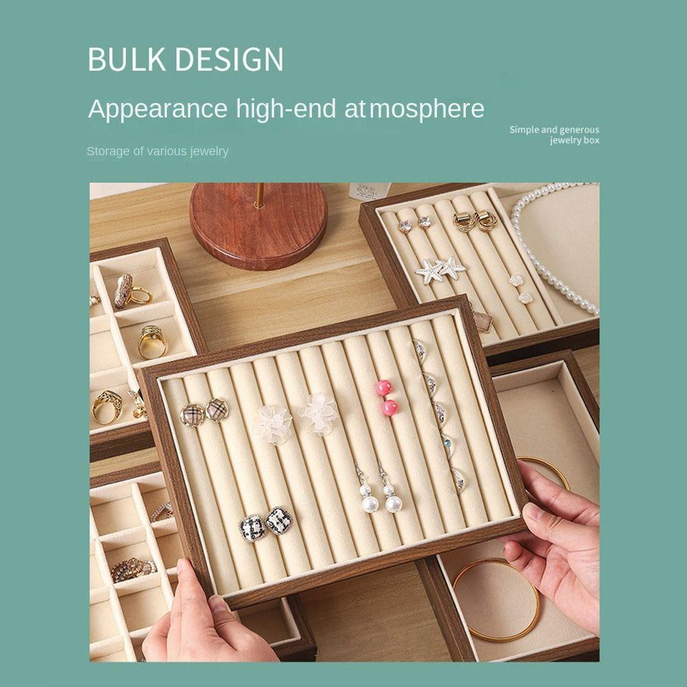 American Style Wooden Jewelry Display Tray Walnut Wood High-end Jewelry Box  Dressing Table