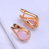 LSOOYH Orecchini a clip Orecchino di moda color oro rosa per donna Geometria Orecchini a bottone con zirconi rosa