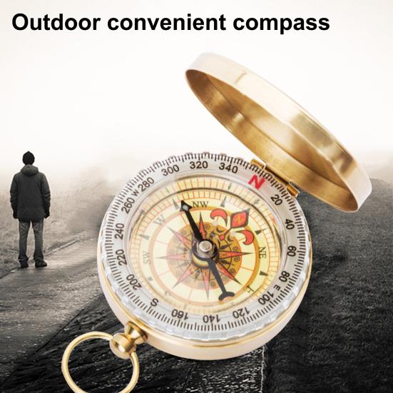 Outdoor Survival Compass Glow-in-the-dark Lightweight Precise Portable Camping Hiking Backpacking Handheld Brass Orienteering