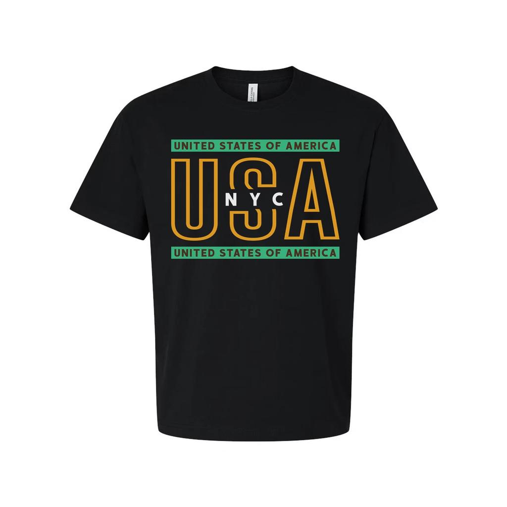 Unisex Cotton Short Sleeve T Shirt USA NYC Graphic With United States of America
