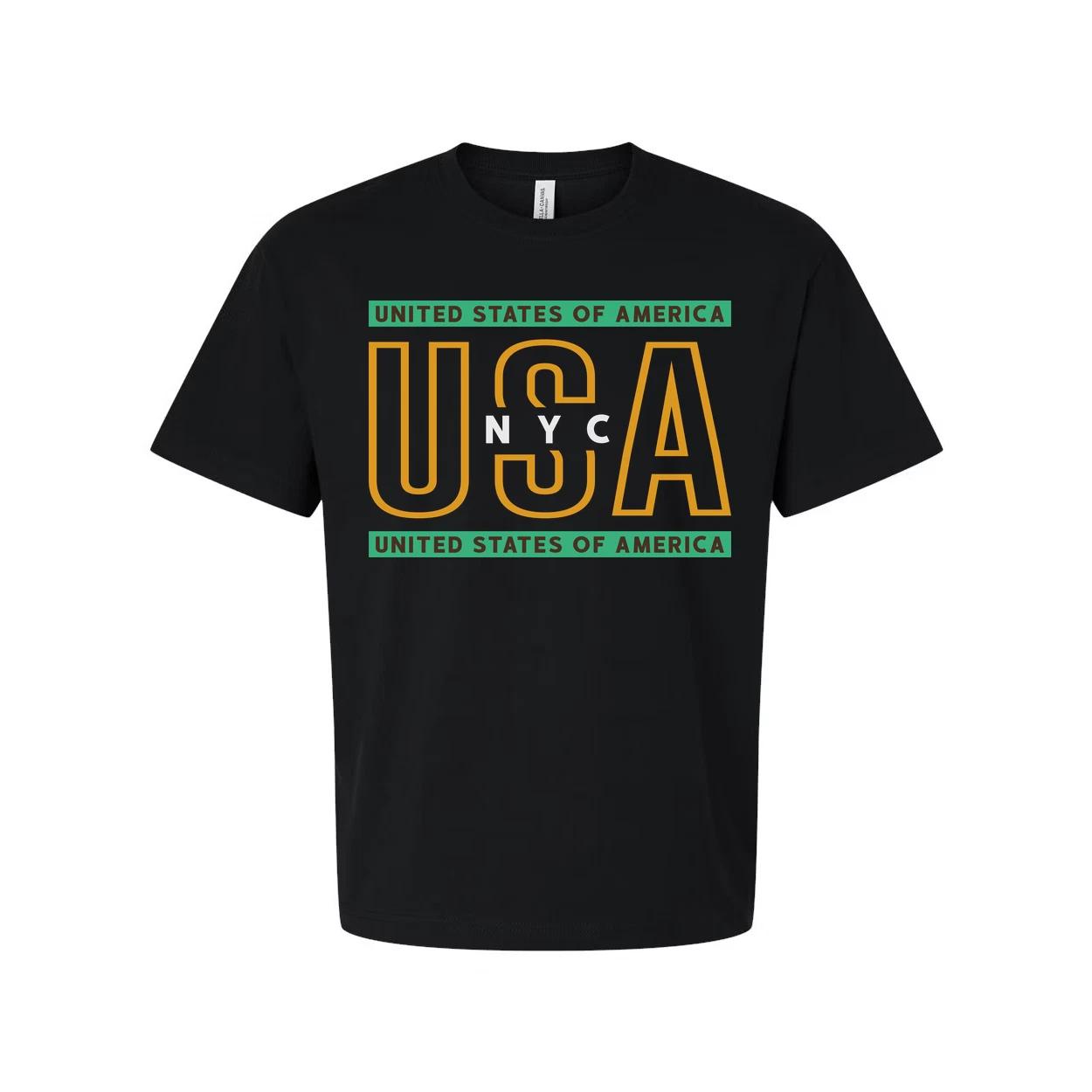 

Unisex Cotton Short Sleeve T Shirt USA NYC Graphic With United States of America S