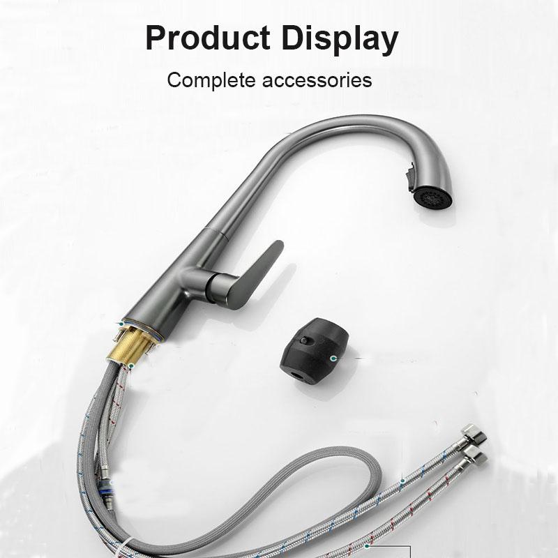 Robinet de lavabo en laiton Tête de pulvérisation cachée Extractible Robinet de surface Robinet de lavabo de salle de bain Robinet de cuisine Mitigeur monotrou