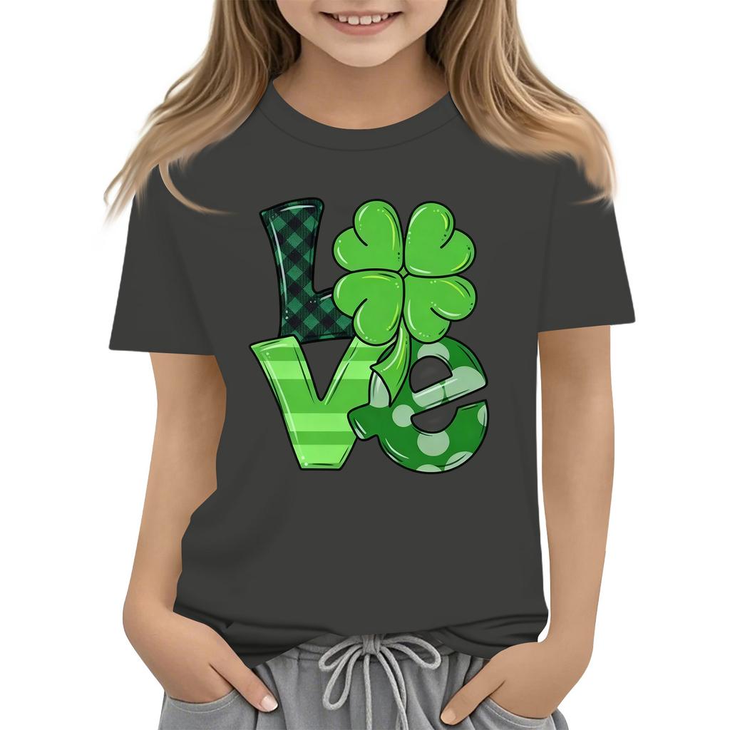 Children's Round Neck Casual Saint Patrick Printed Short Sleeve T-Shirt