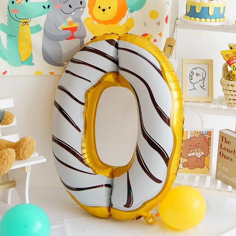 40 Inch Donut Birthday Digital Aluminum Film Balloon Children'S Baby Year Old Arrangement Food Cartoon Dopamine Party