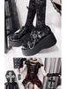 Niche Design Women's Thick-Soled Platform Shoes - 2025 Spring Punk Gothic Leather