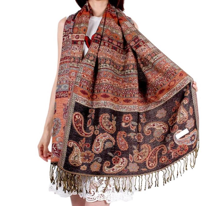 

Trendy Scarf Shawl, Vintage Large Wrap for Outdoor Travel and Sports 180cm чорний