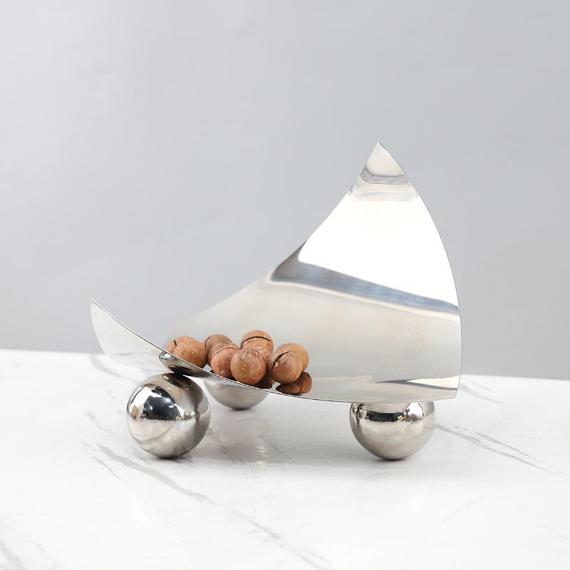 Curved Stainless Steel Tray, Metal Tray, Fruit Plate, Snacks, Cake Rack, Dessert Display Tray, Organizer, Kitchen Utensils