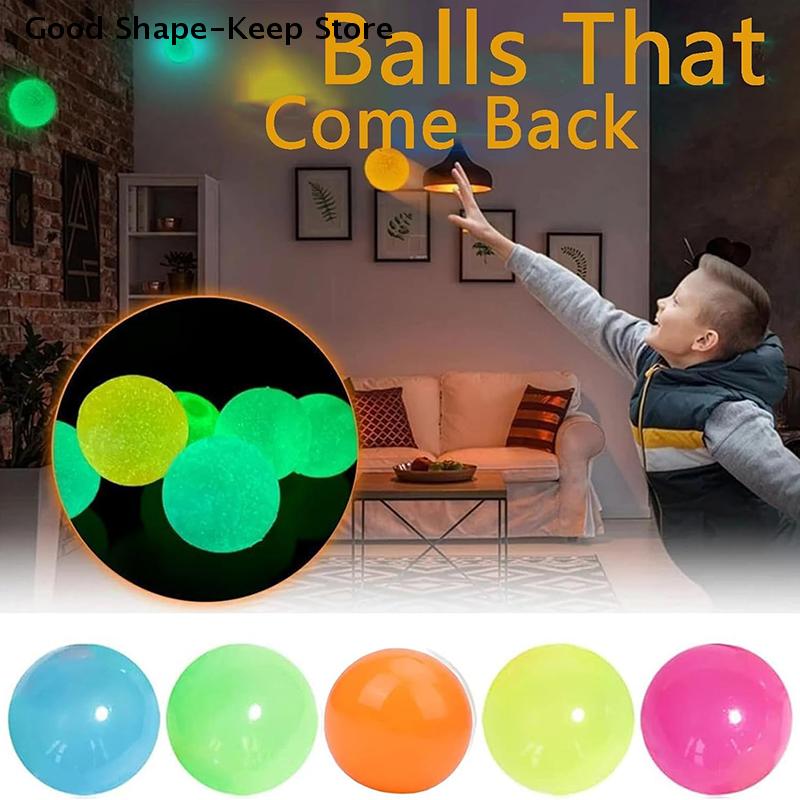 5/10Pcs Sticky Glows Balls Fidget Toys Stress Relief Sensory Toys Wall & Ceiling Decor Glow-in-the-Dark Sticky Ceiling Balls