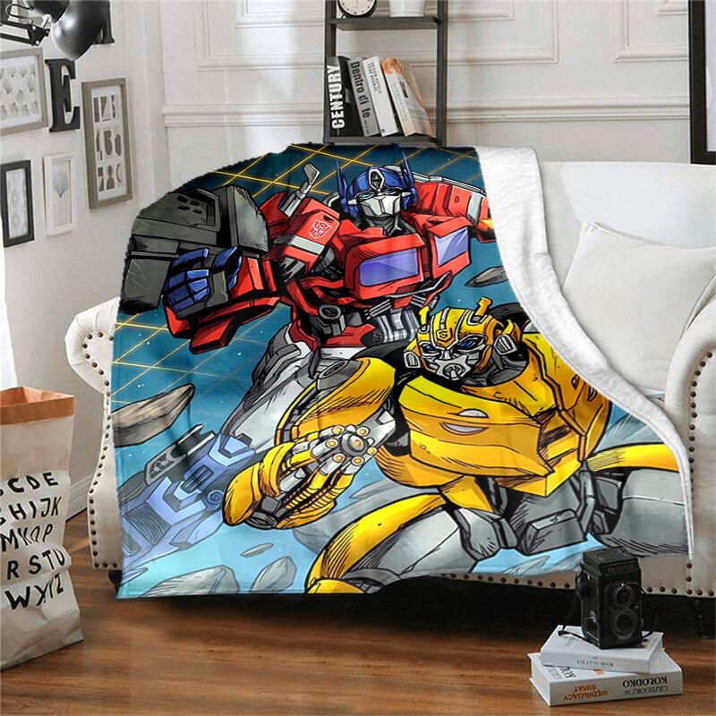 1pc Blanket Bumblebee and Optimus Prime Print Design, Lightweight Blanket for Sofa, Bed- Soft &Warm, Gift for All Seasons like Christmas, Halloween