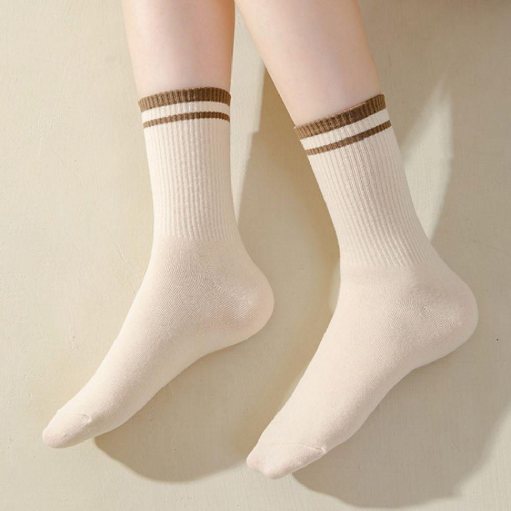 10Pairs Simple Mid-calf Socks Non-Slip Women Tube Socks Korean Style Stripe Socks  Girl