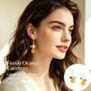 Cute Orange Shaped Dangle Earrings Handmade Flower Leaf Decor Bead For Women Daily Wear Party Dating Gifts
