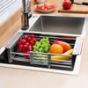 Adjustable Dish Organizer Stainless Steel Sink Cleaning Basket Suitable Dish Drying Rack  Counter