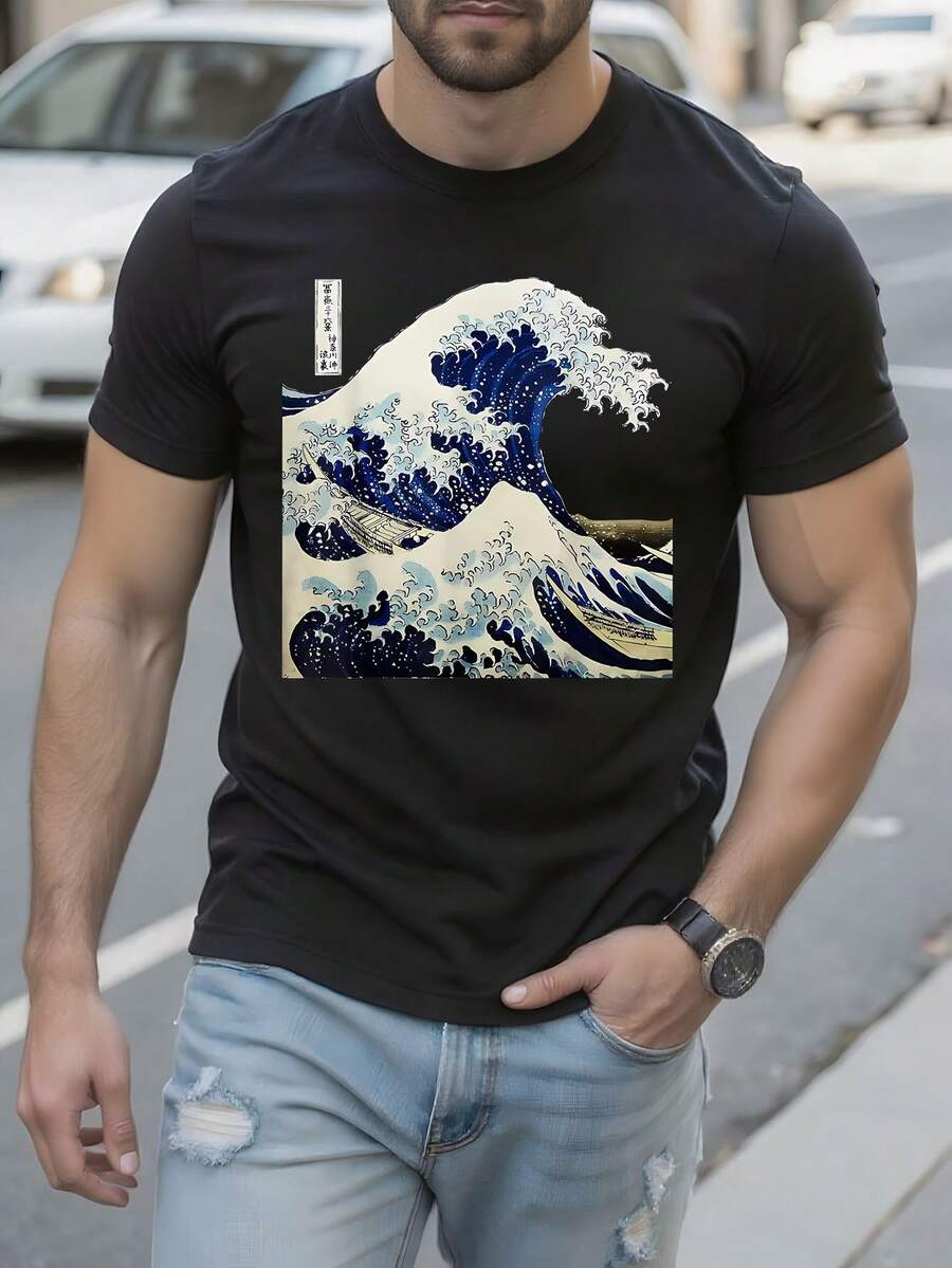 

Унисекс Японская футболка Большая волна в Канагаве S
