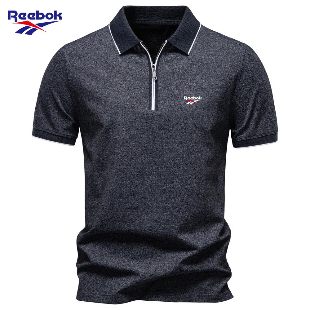 Reebok 2026 Spring and Summer New Embroidery Turtleneck Zipper POLO Shirt Business Casual Men s Short-sleeved Polo Shirt for Men S чёрный