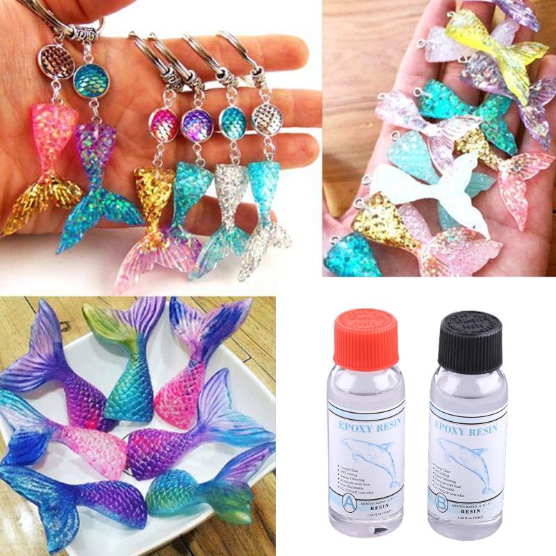 Epoxiharts Kristallklar Hård Typ Lim AB Kristalllim UV-härdande Harts för DIY Smyckestillverkning Hantverk 50ml