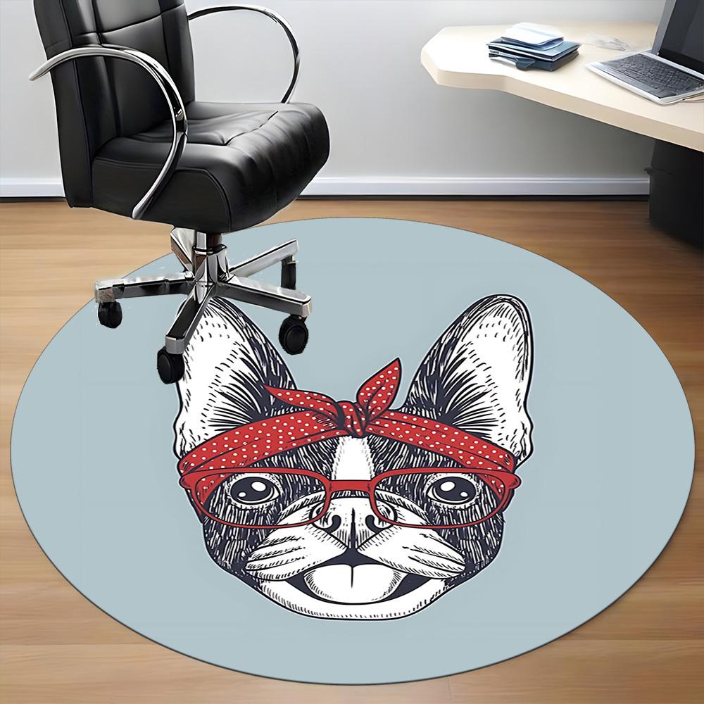1pc FrenchieChair Carpet for Office, Indoor Non-Slip Washable Polyester Fiber Carpet, Mat For Office, Machine Washable