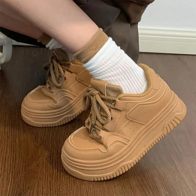 Fashion New Arrival 2025 Lace Up High on Platform Woman Footwear Designer Luxury Light Daily Routine Fashion 39 Casual Shoes for Women
