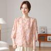 Elegantes Chiffon-Oberteil mit Sieben-Viertel-Ärmeln für Frühling/Sommer für Frauen mittleren und höheren Alters