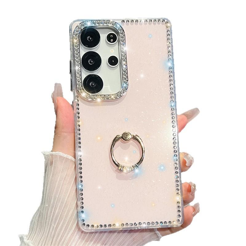 Side Diamond Glitter Powder Imd Hard Shell Suitable for Samsung S25S24S23 Ultra Diamond Ring Buckle Phone Case A16 A56