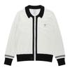 Pigc Women'S Collared Color Block Zip-Up Cardigan White (Lfc530231)