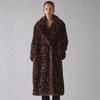 Popular Leopard Print Medium and Long Imitation Fur Coat Women's Double-breasted Lapel Loose Light Luxury Thermal Jacket