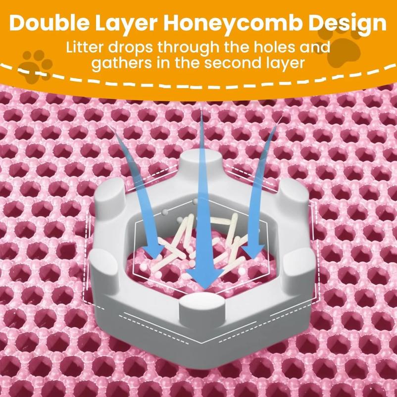 Mata pod kuwetę dla kota dwuwarstwowa antypoślizgowa duża mata filtrująca do kuwety dla zwierząt odporna na zużycie wodoodporna antypoślizgowa mata pod kuwetę dla kota