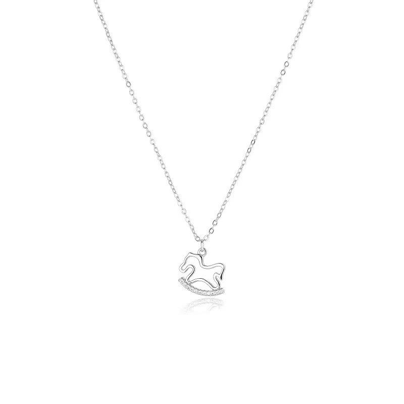 

Nickel Silver-Plated Carousel Rose Gold Necklace for Women - 2026 Year of the Horse Zodiac белого золота