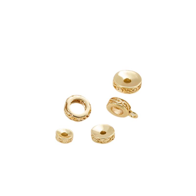 14K Gold-Plated Copper Dragon Pattern Spacer and Wheel Beads with Pendants for DIY Jewelry