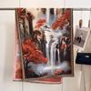 Autumn And Winter National Style Plants And Flowers Landscape Painting Elegant Women Warm Scarf Fashion Retro Shawl