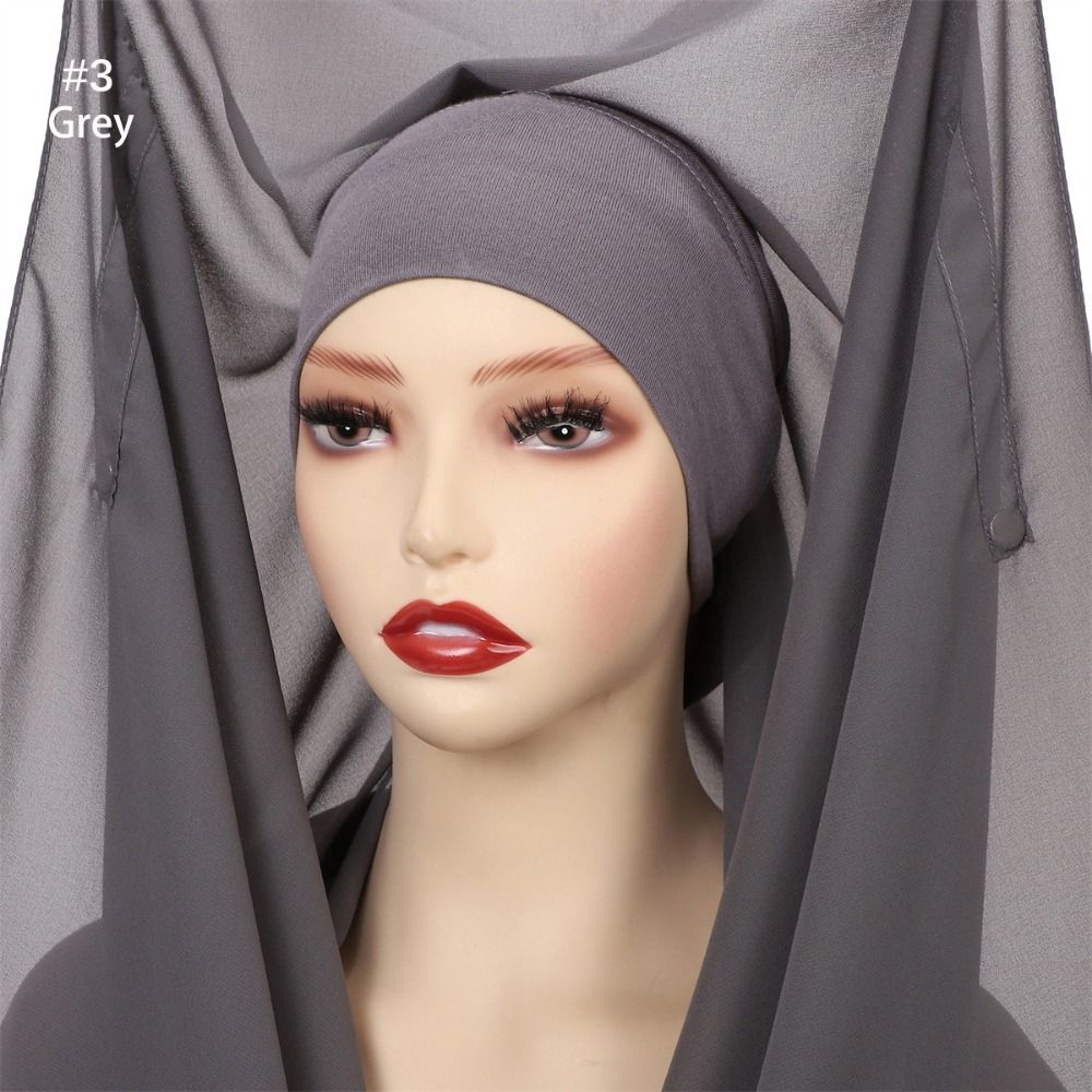2in1 Instant Chiffon Hijab Scarf Bulit-In Magnets Islamic Head Wrap Female Musulman Bandana Women