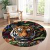 Tiger Round Office Rug Design for Dining Room Playrooms Kitchen Entryway Anti-slip Round Rug Decorate Offices Birthday Christmas Gift