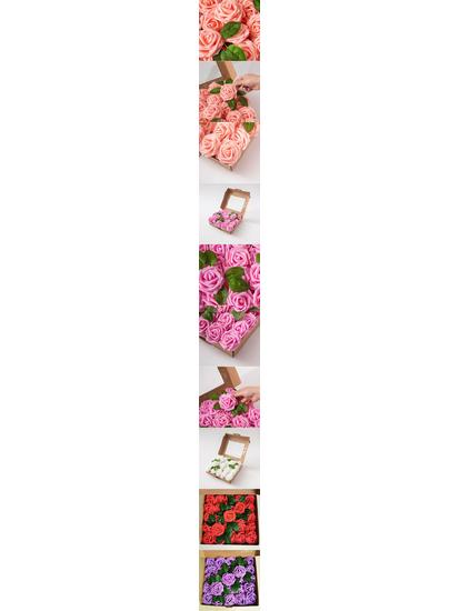 Hot Seller: 25-Piece PE Rose Flower Gift Box with 8cm Simulation Roses, Leaves, and Stems