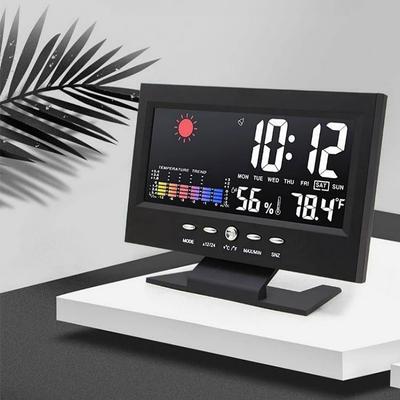 Ses Kontrollü Arka Işıklı Dijital Hava Durumu Saati Tarih Hafta Sıcaklık Nem Hava Tahmini 12/24H Elektronik Saat