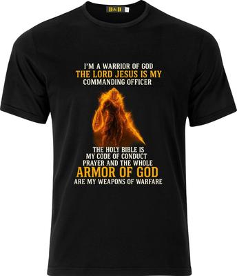 Im a Warrior of God Armour of God D.T.F Black Cotton Adult T Shirt Mens Womens Tees Top