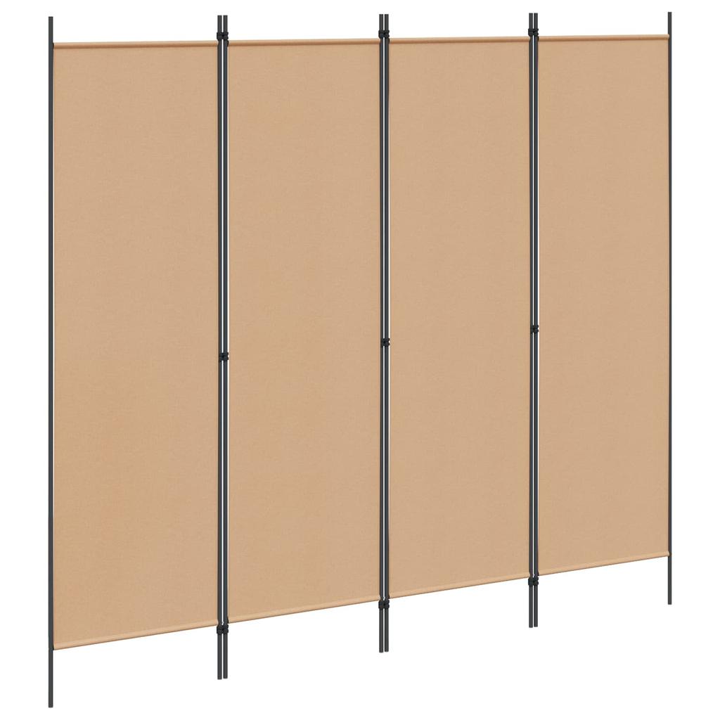 4 Panel Room Divider Beige 200 X 180 Cm Fabric