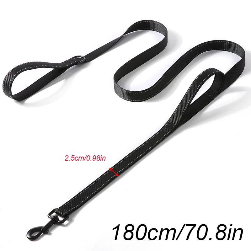 1.8m Two Handle Heavy Duty Nylon Dog Leash For Training Control Guard Rope Walking Cat Dog Harness Lead Reflective Night Safety