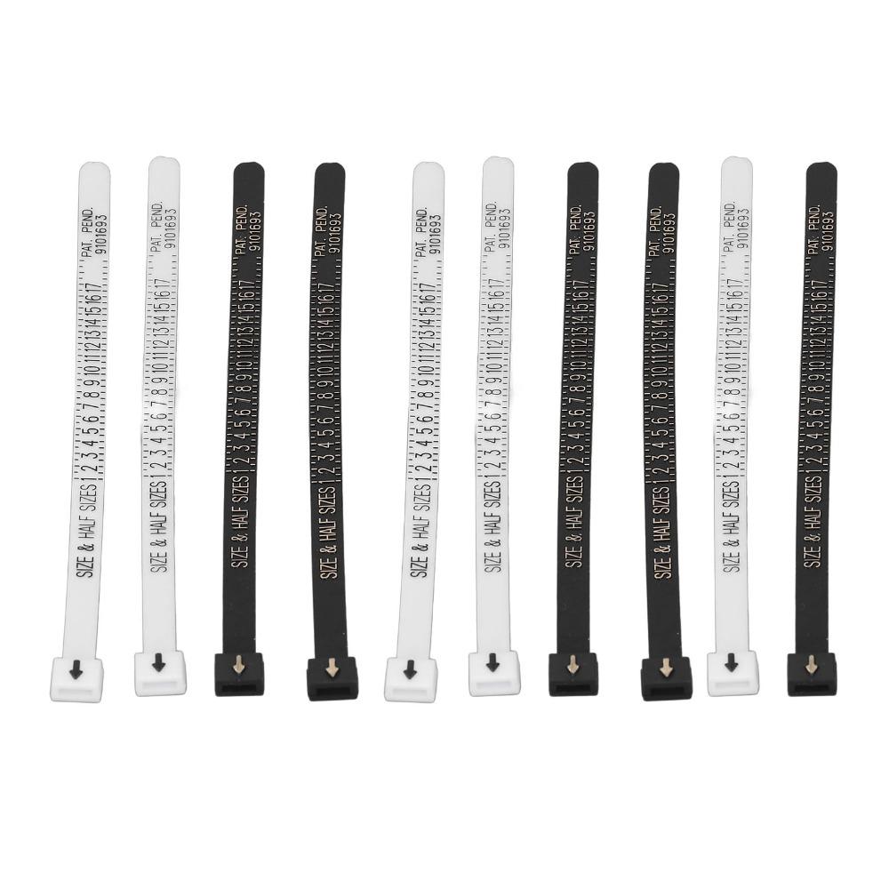 10pcs Plastic Ring Sizer Tool Clear Printing Ring Measurement Tool Finger Measuring Gauge  For Men