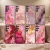 Gold Pink Geometric Marble Phone Case For Samsung S26,S25,24,23,22,30,21,10,9,Ultra,Plus,Lite,Black Soft Case