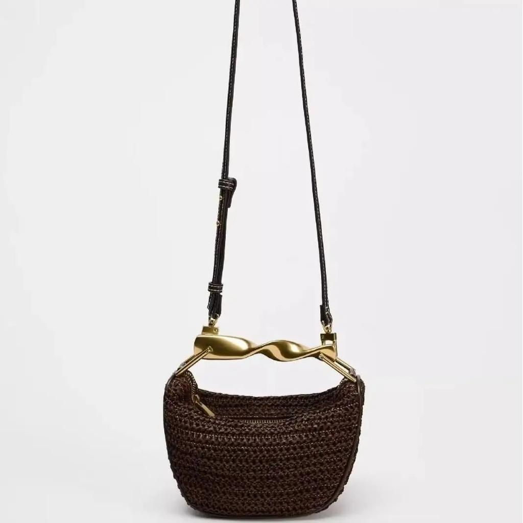 Summer Women's Bag Women's Shoulder Crossbody Bag Woven Straw Bag Seaside Beach Rattan Bag