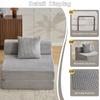 Floor Couch,Compression Sofa,Convertible Sofa Bed-with Pillow Back Support Armrest,Corduroy Fabric,for Living Room Bedroom,Light Grey